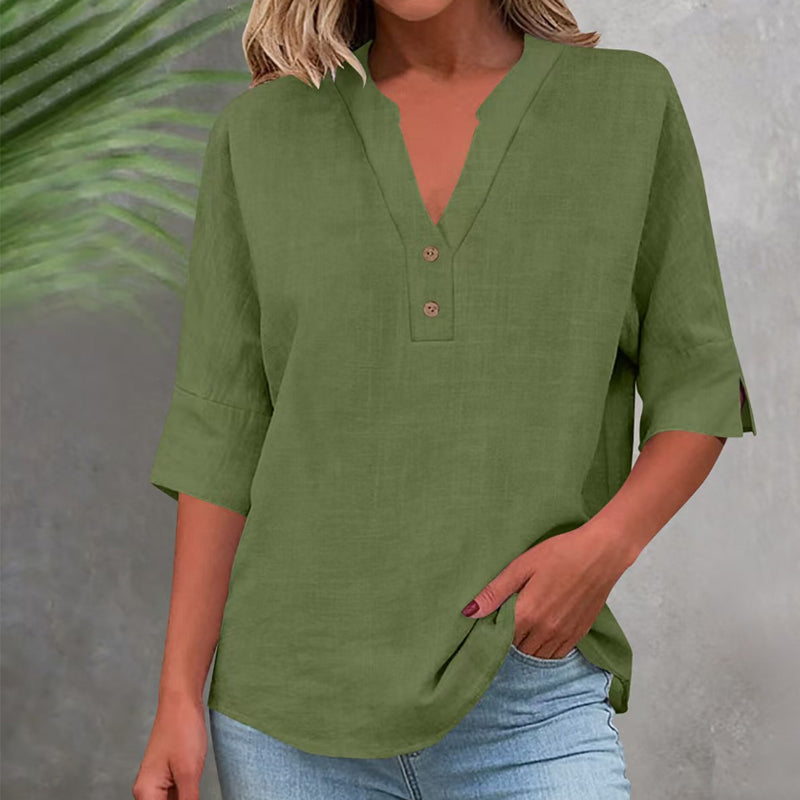 💥✨Befristetes 50 % Rabatt Sonderangebot 💫Damen Freizeit V-Ausschnitt Knopfleisten-Oberteil