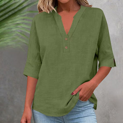 💥✨Befristetes 50 % Rabatt Sonderangebot 💫Damen Freizeit V-Ausschnitt Knopfleisten-Oberteil