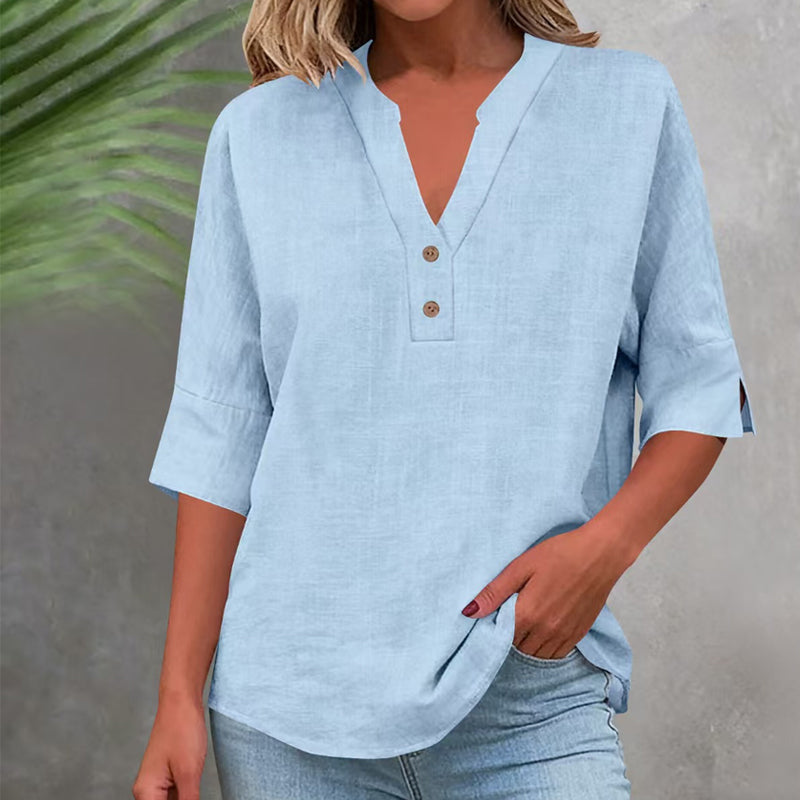 💥✨Befristetes 50 % Rabatt Sonderangebot 💫Damen Freizeit V-Ausschnitt Knopfleisten-Oberteil