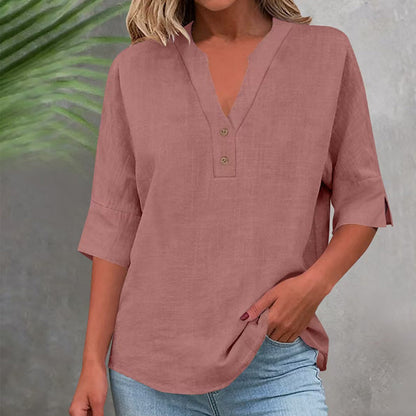 💥✨Befristetes 50 % Rabatt Sonderangebot 💫Damen Freizeit V-Ausschnitt Knopfleisten-Oberteil