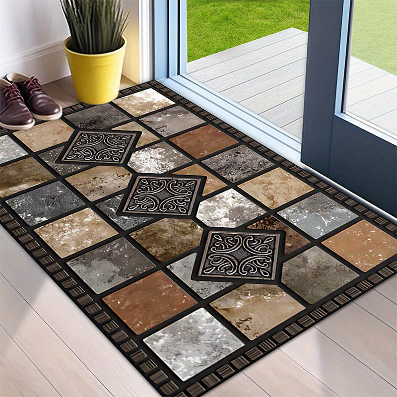 ⏳🔥LIMITED-TIME 50% OFF! 🏡 Geometric Stone Pattern Doormat – Stylish & Durable for Your Home ✨