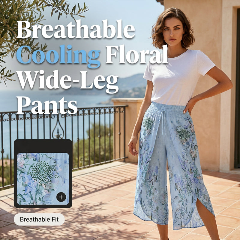 🍂Women's Floral Print High-Waist Wide-Leg Pants