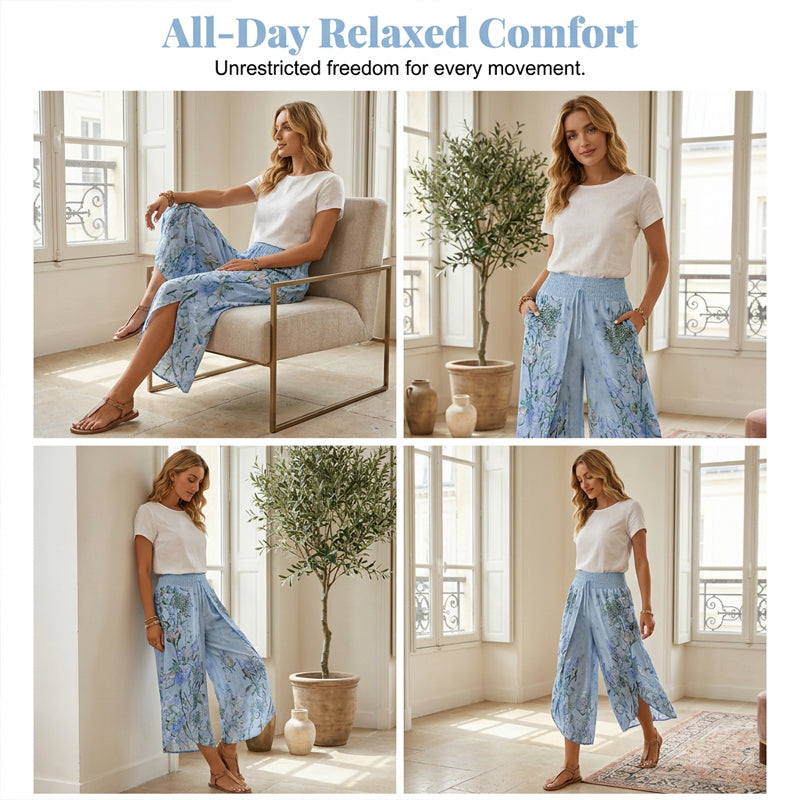 🍂Women's Floral Print High-Waist Wide-Leg Pants