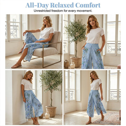 🍂Women's Floral Print High-Waist Wide-Leg Pants