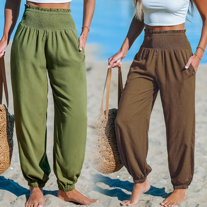 Women's Smocked High Waist Harem Pants 🌞Effortless Summer Style & Comfort✨