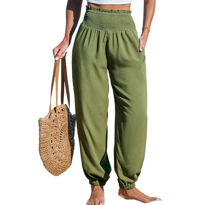 Women's Smocked High Waist Harem Pants 🌞Effortless Summer Style & Comfort✨