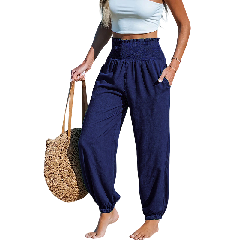 Women's Smocked High Waist Harem Pants 🌞Effortless Summer Style & Comfort✨