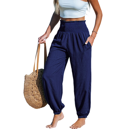 Women's Smocked High Waist Harem Pants 🌞Effortless Summer Style & Comfort✨