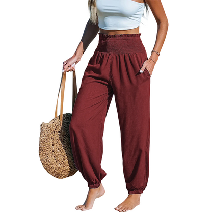 Women's Smocked High Waist Harem Pants 🌞Effortless Summer Style & Comfort✨