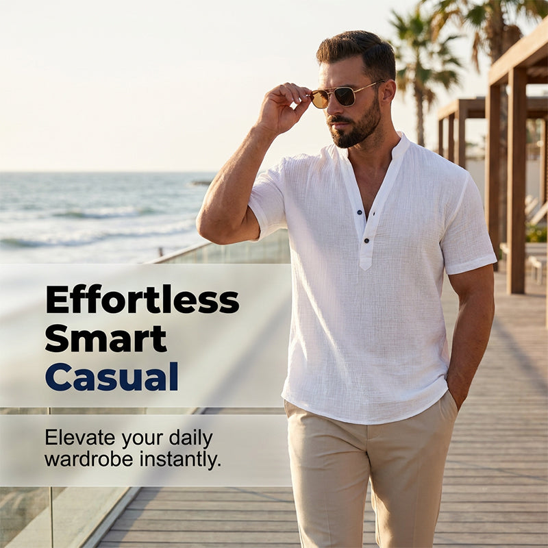 Men's Casual Solid Color V-Neck Top