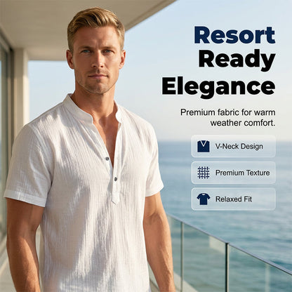 Men's Casual Solid Color V-Neck Top