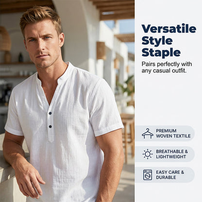 Men's Casual Solid Color V-Neck Top