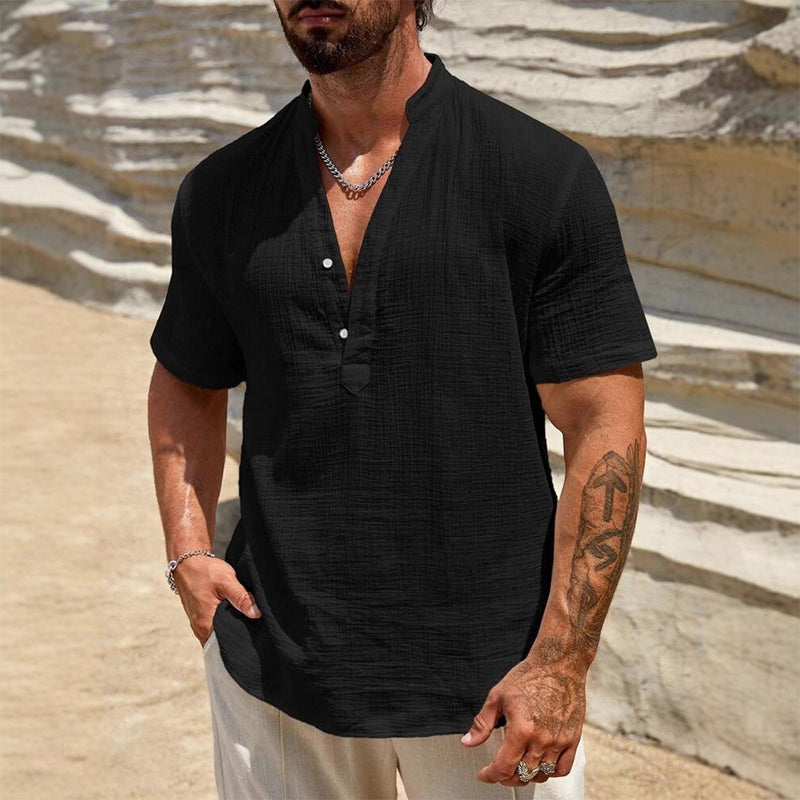 Men's Casual Solid Color V-Neck Top