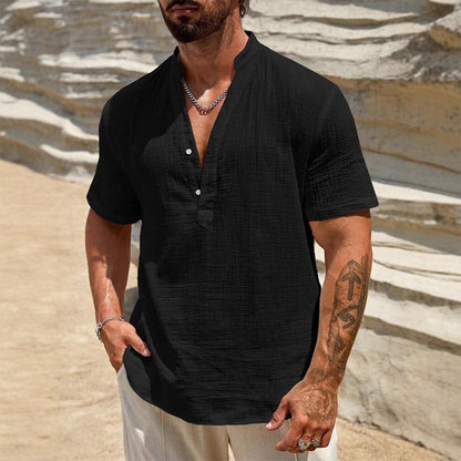 Men's Casual Solid Color V-Neck Top