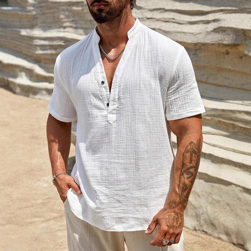 Men's Casual Solid Color V-Neck Top
