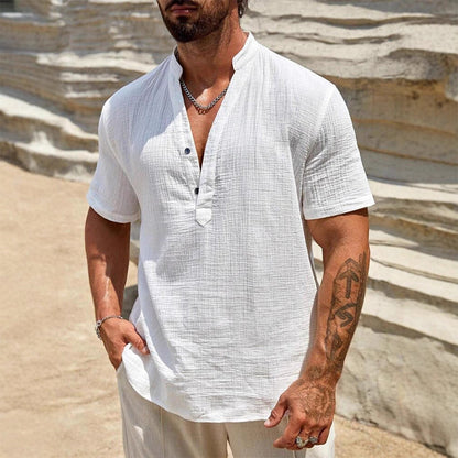 Men's Casual Solid Color V-Neck Top