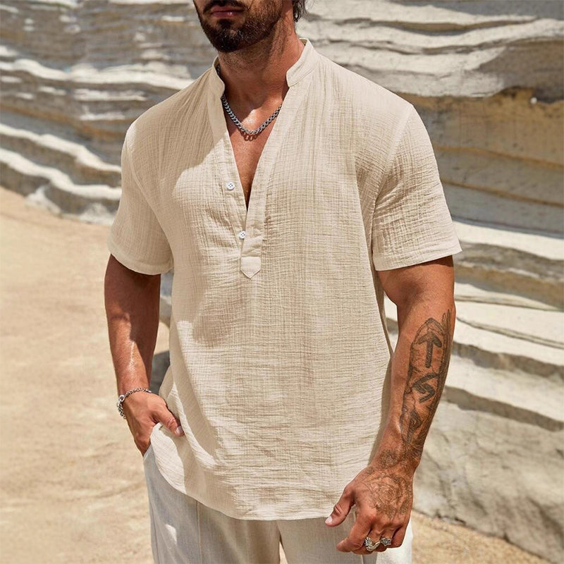 Men's Casual Solid Color V-Neck Top