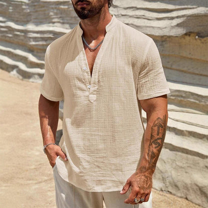 Men's Casual Solid Color V-Neck Top