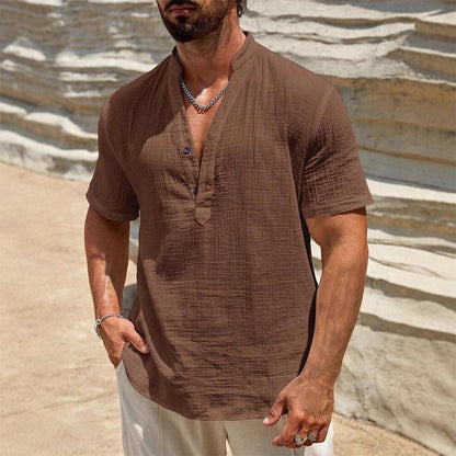 Men's Casual Solid Color V-Neck Top