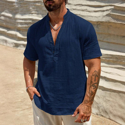 Men's Casual Solid Color V-Neck Top