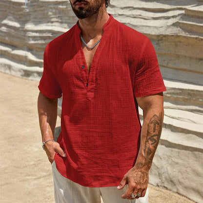 Men's Casual Solid Color V-Neck Top