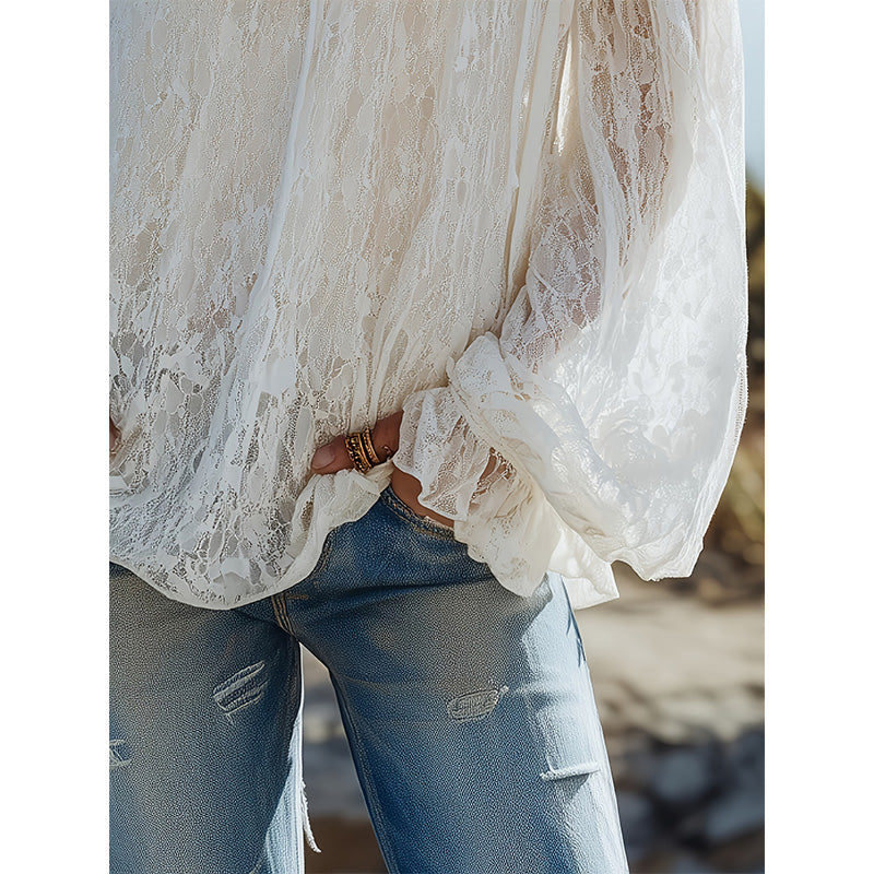 👚 JETZT 50 % RABATT! 🌸 Damen Boho Off-Shoulder Spitzentop – Neuheiten 2026 – Romantisch, atmungsaktiv & perfekt für Sommer, Strand oder Festival-Vibes ✨