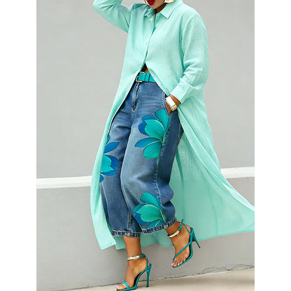 ✨ Effortless Elegance – Women's Long Sleeve Button-Down Maxi Shirt Dress👗💃