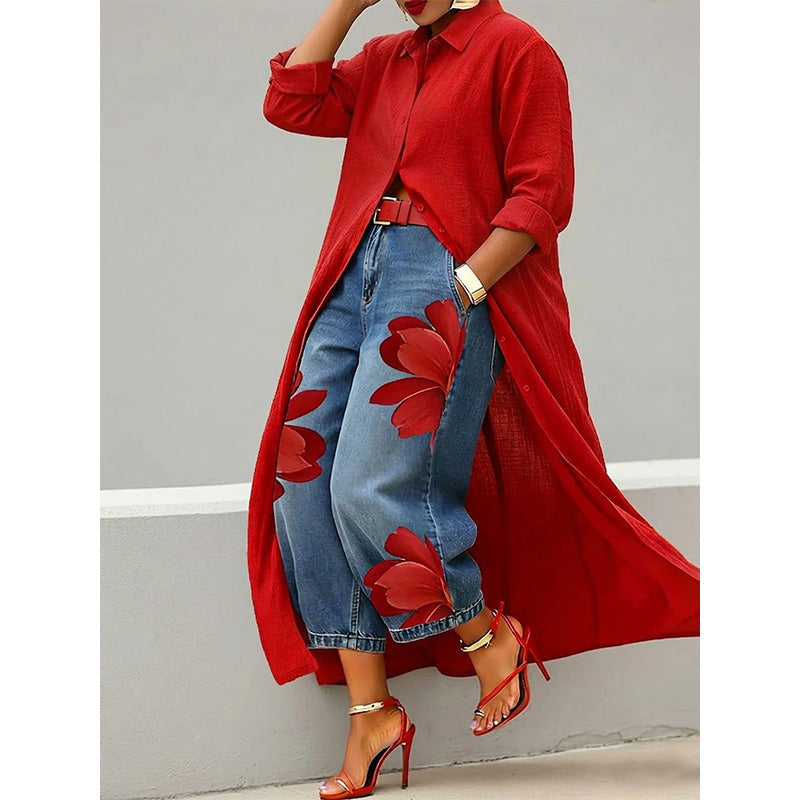 ✨ Effortless Elegance – Women's Long Sleeve Button-Down Maxi Shirt Dress👗💃