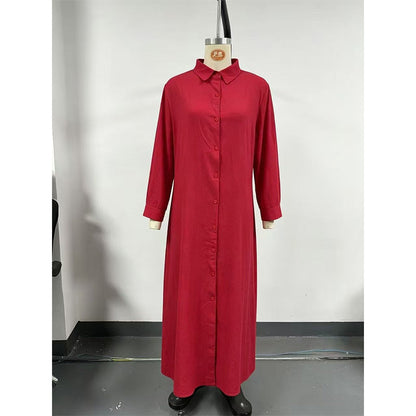 ✨ Effortless Elegance – Women's Long Sleeve Button-Down Maxi Shirt Dress👗💃