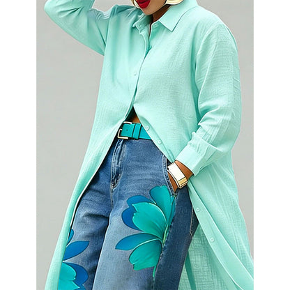 ✨ Effortless Elegance – Women's Long Sleeve Button-Down Maxi Shirt Dress👗💃