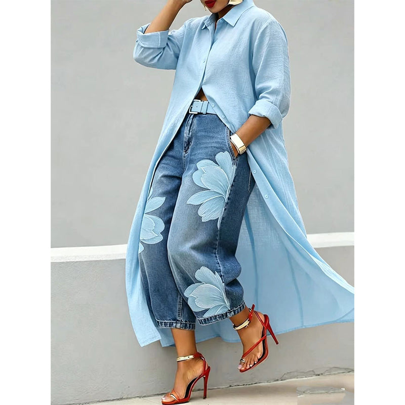 ✨ Effortless Elegance – Women's Long Sleeve Button-Down Maxi Shirt Dress👗💃