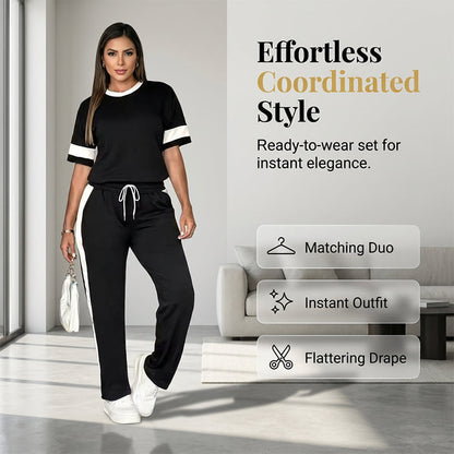 💥NEUER HEISSER VERKAUF💥Bequemes zweiteiliges Hosen-Set für Damen mit Kordelzug in der Taille