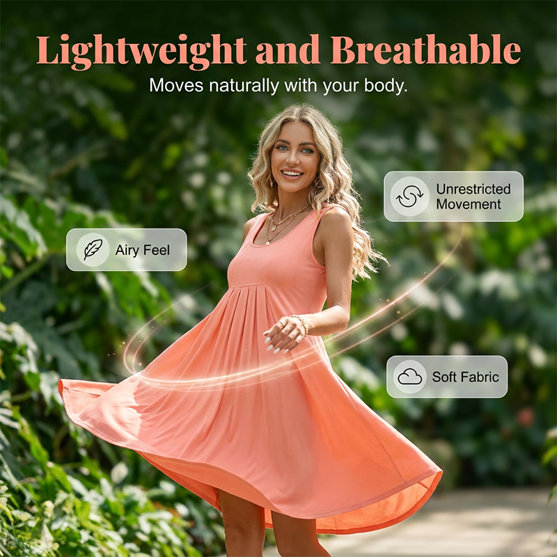 👗Women's Casual Summer Sleeveless Pleated Tank Dress☀️ Effortless Summer Chic ☀️