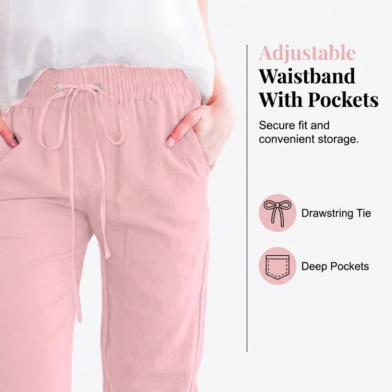 🌸 Effortless Chic & Comfort – Women's Solid Drawstring Cotton Linen Capris✨