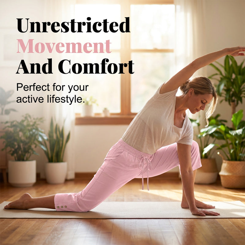 🌸 Effortless Chic & Comfort – Women's Solid Drawstring Cotton Linen Capris✨