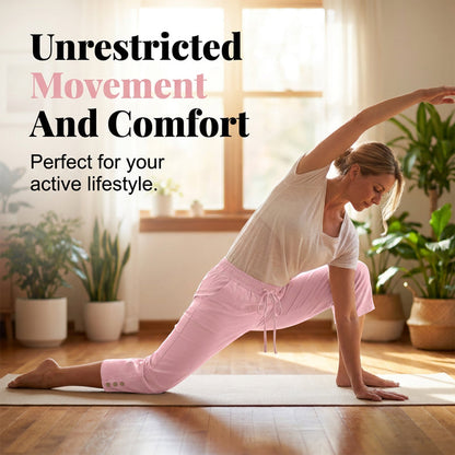 🌸 Effortless Chic & Comfort – Women's Solid Drawstring Cotton Linen Capris✨