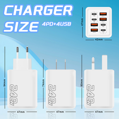 Universal GaN 8-Port Fast Wall Charger 🔌One Plug. Eight Devices. Sorted⚡