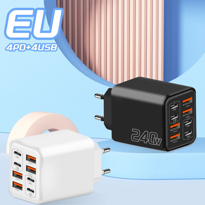 Universal GaN 8-Port Fast Wall Charger 🔌One Plug. Eight Devices. Sorted⚡
