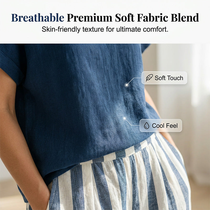 🌿 Müheloser Wochenend-Stil – Damen Casual Oberteil & Gestreifte Weite Hose, die Sie lieben werden 👖👚
