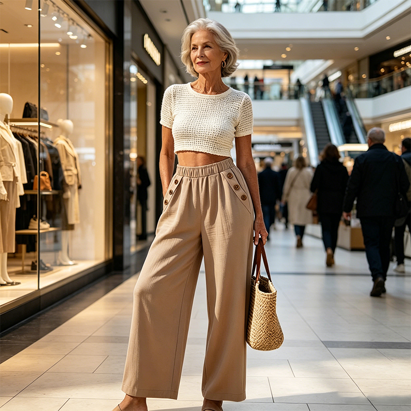 👖Women's Wide-Leg Pants with Button Detail– Style Meets Comfort🌿
