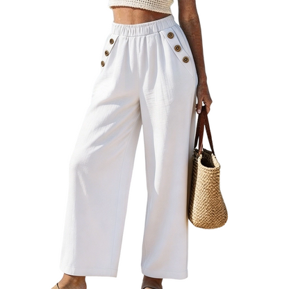 👖Women's Wide-Leg Pants with Button Detail– Style Meets Comfort🌿