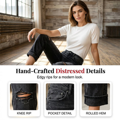 👖Women's Casual Ripped Straight-Leg Jeans⚡ Selling Fast — Don’t Miss Out!