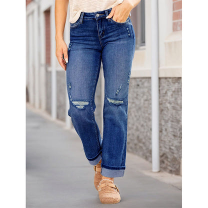 👖Women's Casual Ripped Straight-Leg Jeans⚡ Selling Fast — Don’t Miss Out!