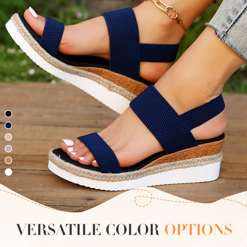 💕Women's Woven Elastic Strap Thick Bottom Wedge Sandals🔥 Stylish Enough To Dress Up. Comfy Enough To Wear All Day 👡