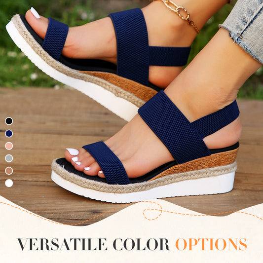 💕Women's Woven Elastic Strap Thick Bottom Wedge Sandals🔥 Stylish Enough To Dress Up. Comfy Enough To Wear All Day 👡