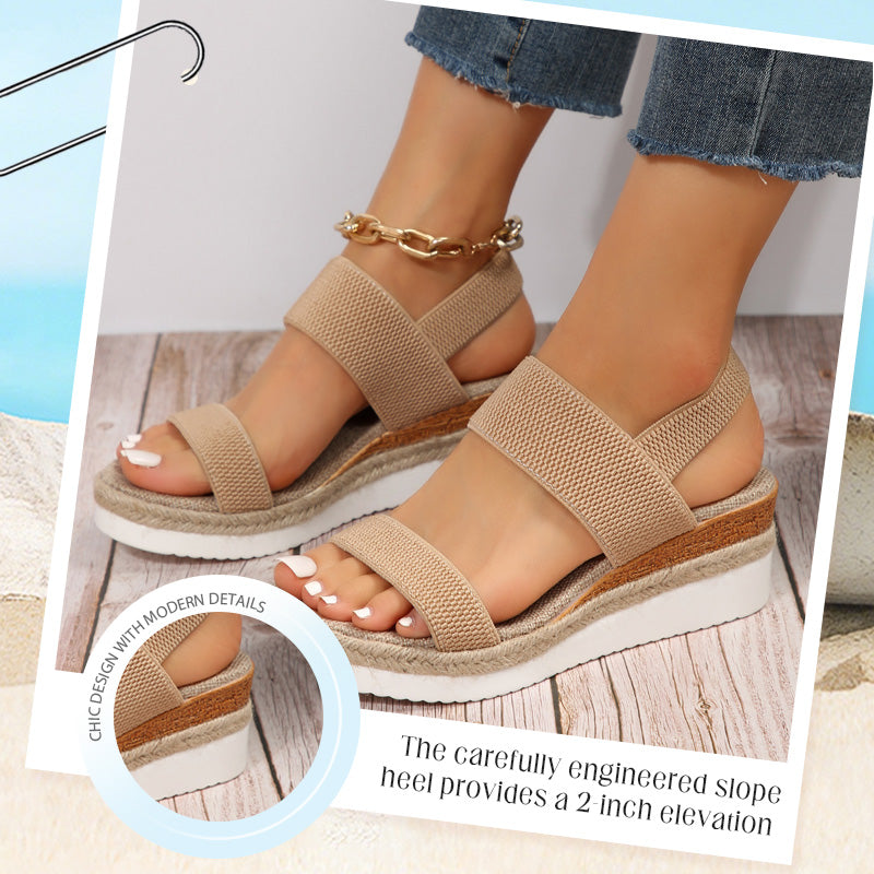 💕Women's Woven Elastic Strap Thick Bottom Wedge Sandals🔥 Stylish Enough To Dress Up. Comfy Enough To Wear All Day 👡