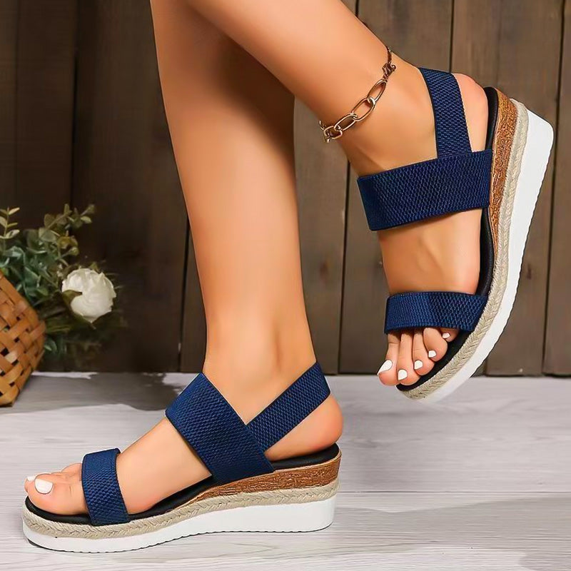 💕Women's Woven Elastic Strap Thick Bottom Wedge Sandals🔥 Stylish Enough To Dress Up. Comfy Enough To Wear All Day 👡