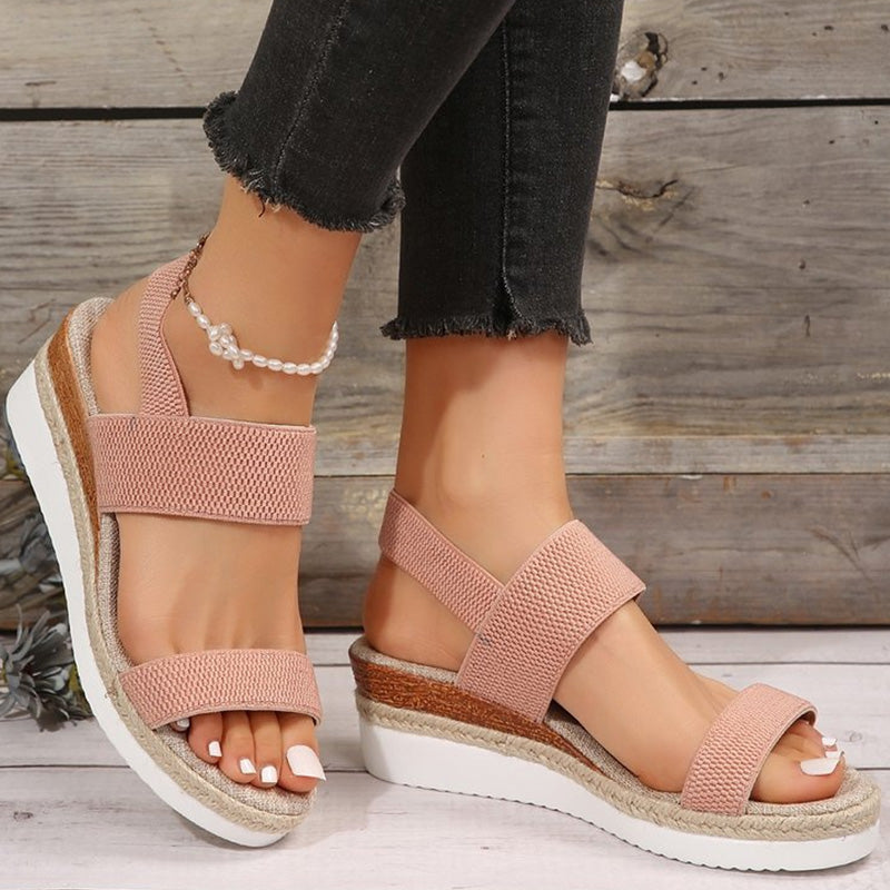 💕Women's Woven Elastic Strap Thick Bottom Wedge Sandals🔥 Stylish Enough To Dress Up. Comfy Enough To Wear All Day 👡