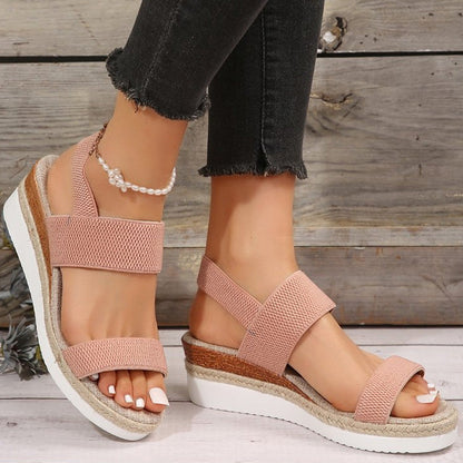 💕Women's Woven Elastic Strap Thick Bottom Wedge Sandals🔥 Stylish Enough To Dress Up. Comfy Enough To Wear All Day 👡