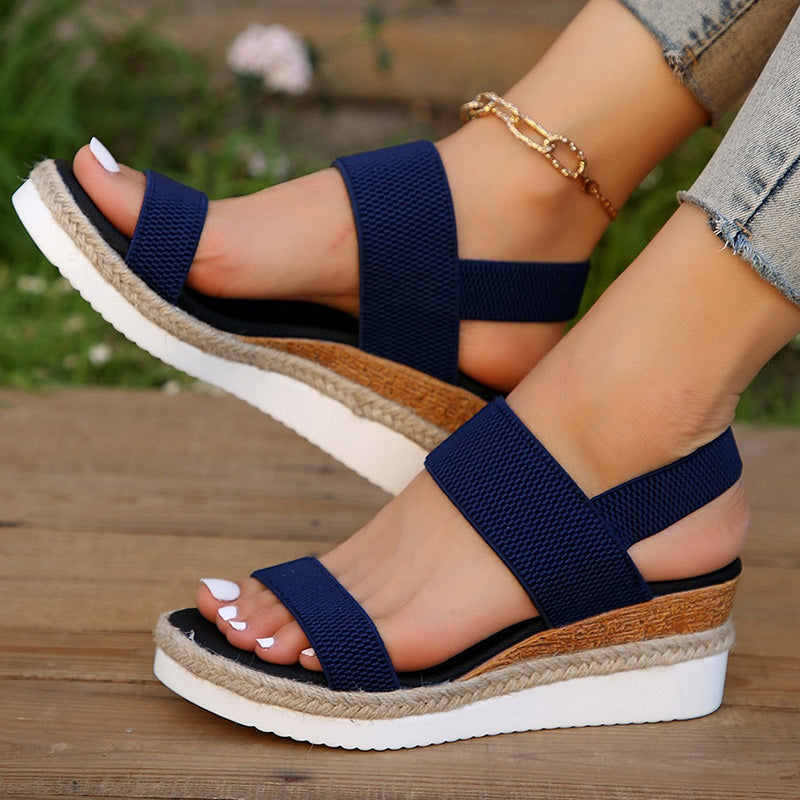 💕Women's Woven Elastic Strap Thick Bottom Wedge Sandals🔥 Stylish Enough To Dress Up. Comfy Enough To Wear All Day 👡